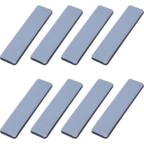 Patins de protection pour meubles lourds, patins en téflon auto-adhésifs, patins rectangulaires anti-vibrations, patins antidérapants bleus/noirs (8 pièces 25 mm x 100 mm) (1/4)