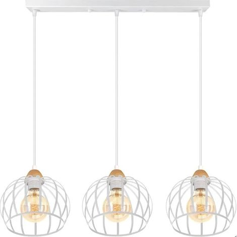Lustre Suspension - - Vintage - Métal et Bois - 20 cm - E27 - 60W (1/5)