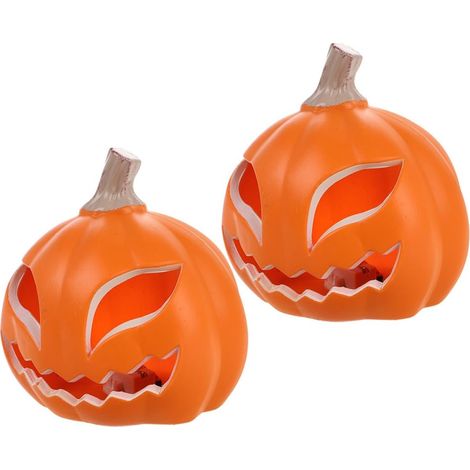(2 Stück) Große, leuchtende Halloween-Kürbislaternen aus Kunststoff mit einzigartigem Hohlmuster, einfach zu installieren für Dekorationen (1/5)