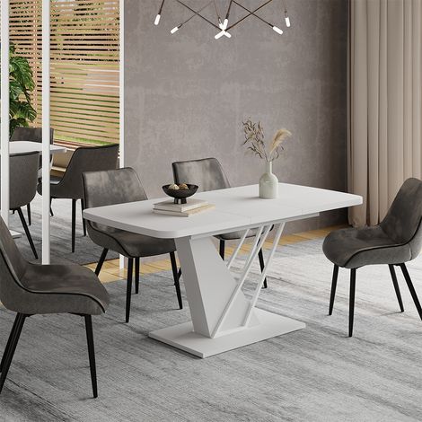 Mesa de comedor Fenaro, Blanco, 120 x 80 cm extensible, Vicco (1/5)
