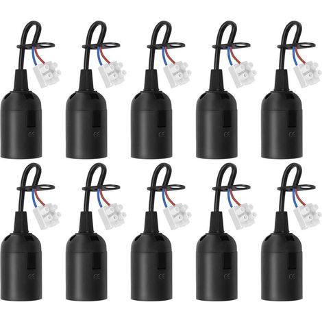 10 pièces Douilles E27 avec câble, Douilles de chantier rénovation, Supports d’ampoule E27 remplacement avec câble pour ampoules LED,Noir (1/4)