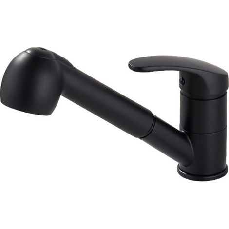 Robinet de Cuisine Noir mit Dusche, 2 Pulverisierungsmodi Mitigeur Évier Pivot 360° Monotrou – Wasser/Wasser, abnehmbare Belüftung (1/5)