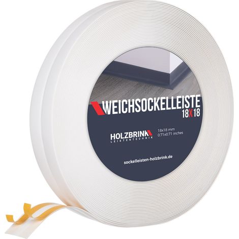 HOLZBRINK Weichsockelleiste selbstklebend PVC Weiß 18x18mm, 5 m Küchenabschlussleiste Arbeitsplatte, Fensterleiste selbstklebend Fensterabdichtung