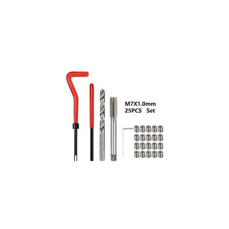 Outils de foret pour automobiles M7, kit d'insertion pour la réparation de filets métriques, outils de réparation automobile avec spirale hélicoïdale, kit de réparation de dents épaisses (1/5)