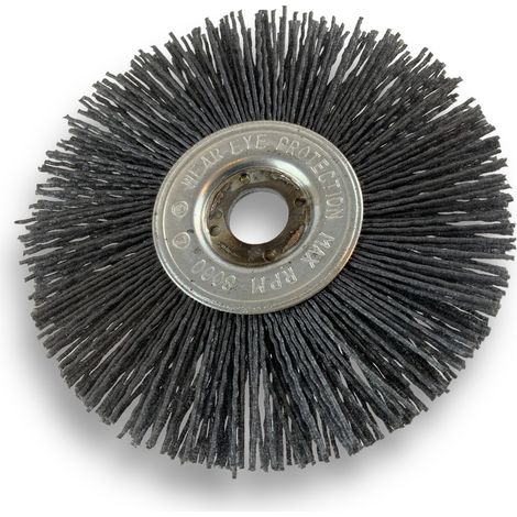 Brosse circulaire NYLON Abrasif Ø 125 mm Epaisseur 1 rang Carbure de silicium Grain 120 Alésage 16 mm Touret meuleuse ponceuse Brossage décapage dérouillage Kibros 214126KR120 (1/5)