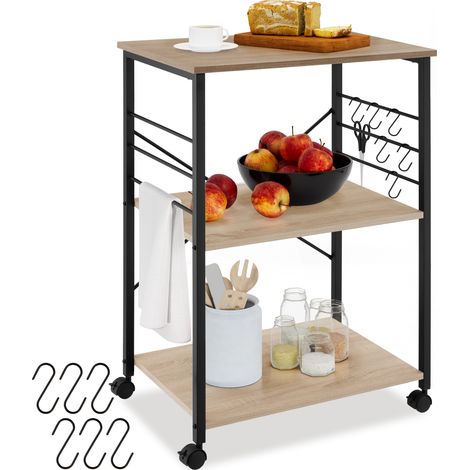 Chariot de service Style industriel Bois et acier clair