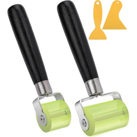 Rouleau de Pression à Main,2 Pièces Outil de Réparation pour Rouleau Insonorisant avec 2 Racleurs Rouleau de Pression de Couture pour Les Bords,Le Soudage(30/50mm)