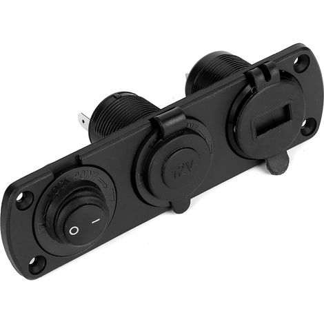 Chargeur allume-cigare 12 V avec double port USB et interrupteur indépendant avec indicateur LED bleu (1/5)