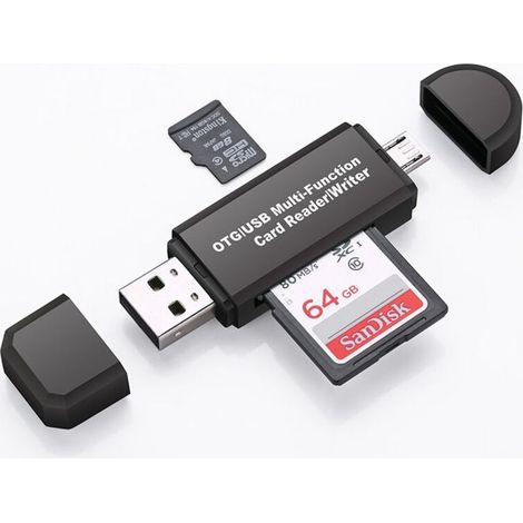 Adaptateur de carte SD USB et lecteur USB 2.0 vers SD Appareil OTG pour SDXC, SDHC, SD, MMC, RS-MMC, Micro SDXC, Micro SD, carte Micro SDHC, prise en charge de la carte UHS-I