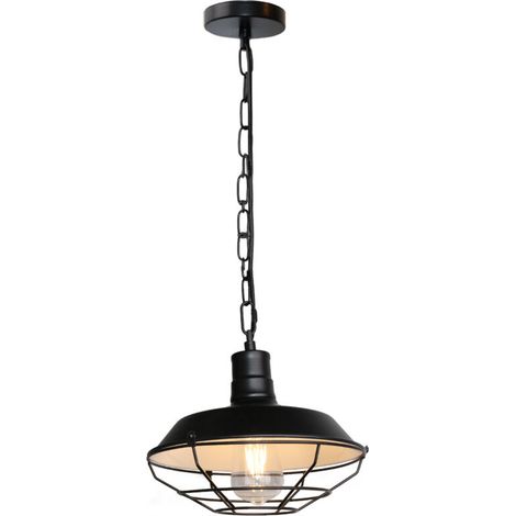 Lampe À Suspension Vintage Lustre En Fer Métallique Suspension Lustre Rétro Suspension Luminaire Antique Noire 26CM (1/5)