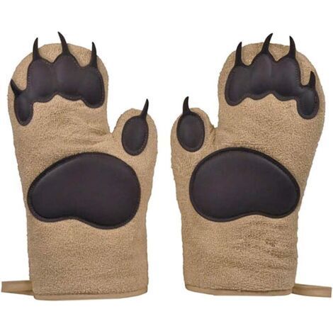 Kitchen Cooking BBQ Thickening Bear Paws Potholders and Oven Gloves, Bear Oven Hands Mitts, 1 Pair Set of 2 (1/3)