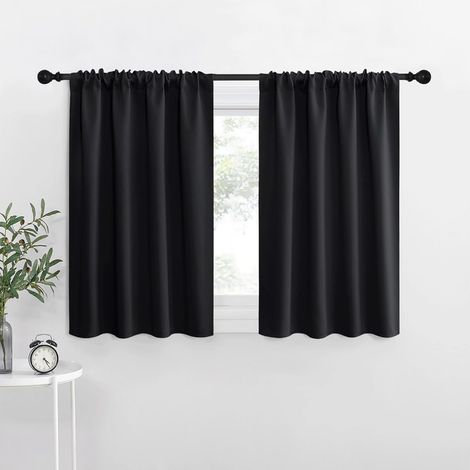 Rideaux courts de 91 cm de long, panneaux occultants pour couchettes de camping-car, rideaux de cuisine au-dessus de l'évier, rideaux occultants thermiques pour petites fenêtres (2 panneaux, 107 cm de