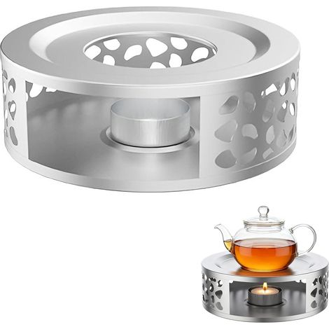 Chauffe-théière Noir en Acier Inoxydable avec Porte, Chauffe-Eau Chauffe-thé, radiateur à Base Ronde avec Chandelier, pour Conserver la Chaleur du thé, du café, du Lait (15  15  5cm) (1/5)