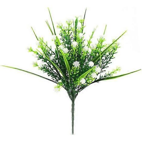 Fleur artificielle écologique à 5 branches, en plastique imperméable et durable, imitation gypsophile.blanc (1/5)