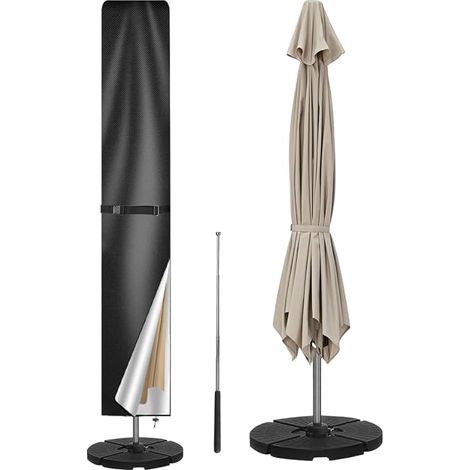 Housse de Protection pour Parasol, 210D Oxford Housse Parasol Deporte Housse Parasol Droit de Jardin avec Tige Imperméable Anti-UV Housses pour Parasols de Plage Balcon Exterieur (249x57/57cm) (1/5)
