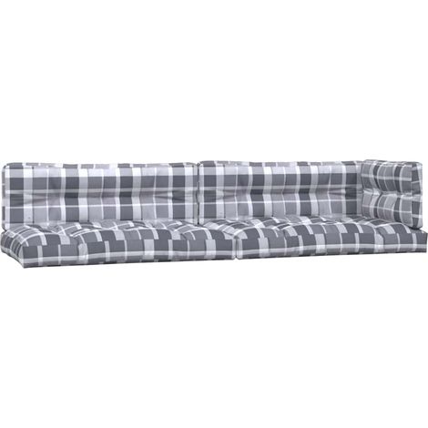 Maison Exclusive - Palettenkissen 5-tlg. Grau Karomuster Stoff (1/5)