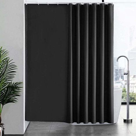 Shower Curtain 240x180 cm, with 16 Hooks, Extra Wide, Weighted, Mildew Resistant, Dark Grey, Waterproof, Large Bathtub Curtain, Polyester Fabric, Antibacterial, Machine Washable