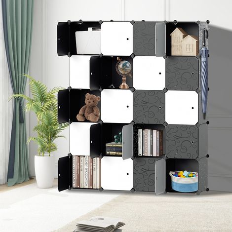 Wolketon Armadio Portatile Fai-da-te con 20 Cubi, Armadio da Camera per Abiti e Libri