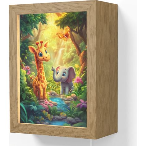 APPLIQUE MURALE Girafe - Éléphant - Fleurs - Jungle 15x20 cm (1/5)