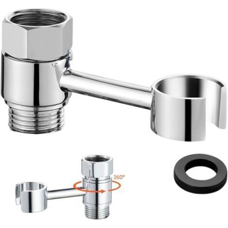 Universal 360° Shower Bracket Wall Mounting Without Drilling, Easy Rotation, Chromed Brass (1/5)