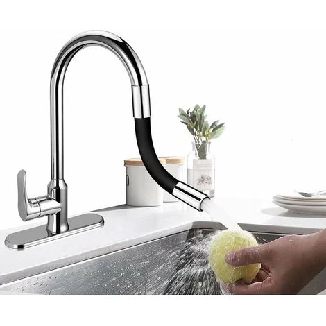 Other tap accessories: 360° flexible tap extension - For bathroom and outdoor kitchen (Black), Total length (30cm) (1/4)