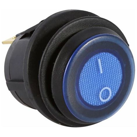 BUNTHAUS grand interrupteur d'éclairage à bascule, 12 V LED Dot Light Car Boat Round Rocker ON/OFF SPST interrupteur bleu (1/5)