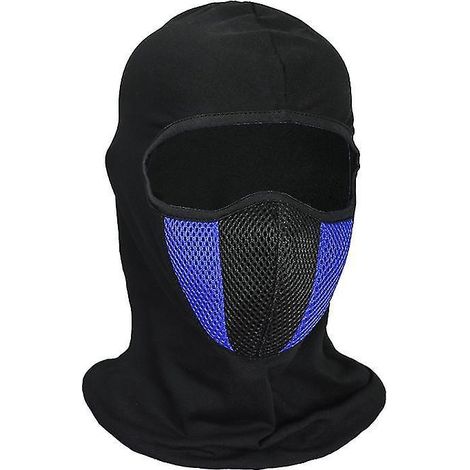 Atmungsaktive Motorrad-Sturmhaube, Vollgesichtsmaske, Motorradhelm, Halsmaske, Motorradzubehör – blau