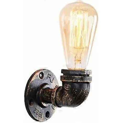 Lampe murale style industriel rétro, culot E27, style tuyau d'eau. Éclairage décoratif en métal.