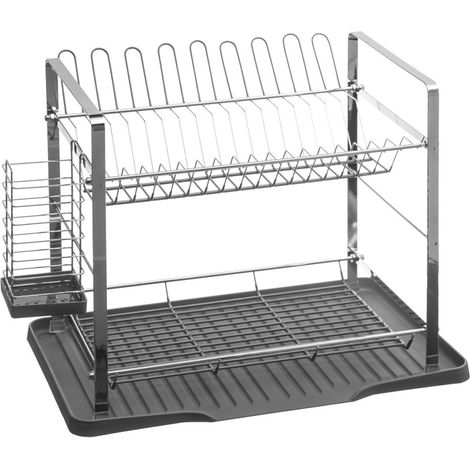 Égouttoir à vaisselle métal 2 niveaux gris