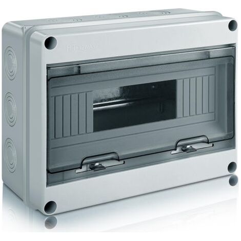 Coffret Electrique Etanche Exterieur, IP65 Boîtier de Distribution en Saillie 12 Modules avec Terminaux, ABS de Surface en Plastique pour une Utilisation à l'extérieur (12 MODULE) (1/5)