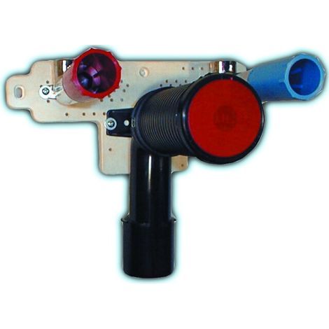 Waschtisch-Set bestehend aus vorgebohrter Montageplatte HL44, technischer Kurve HL34, doppelten Messing-Wasseranschlüssen cro