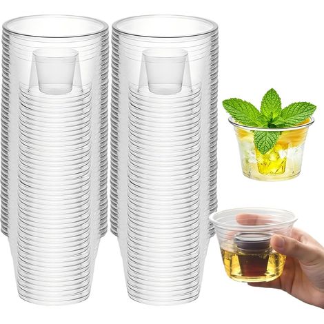 Bomb Lot de 100 verres à liqueur en plastique transparent, 100 ml, verres à shot jetables pour fête amusante (1/5)
