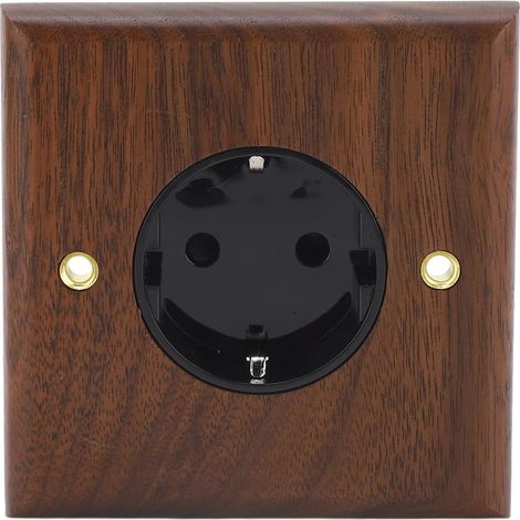 Prise Murale Rétro, Prise Encastrée 16A 250V, Prise à Encastrer en Bois, Prise à Contac t de Protection 1 Voie, pour Intérieur, Chambre, Cuisine, Salon, Norme UE (1/5)