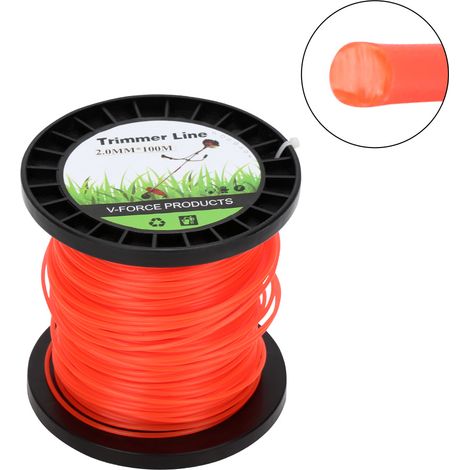 Wolketon Mähfaden 100M Rund/Stern/6-skant Trimmerfäden Ersatz 2mm Orange