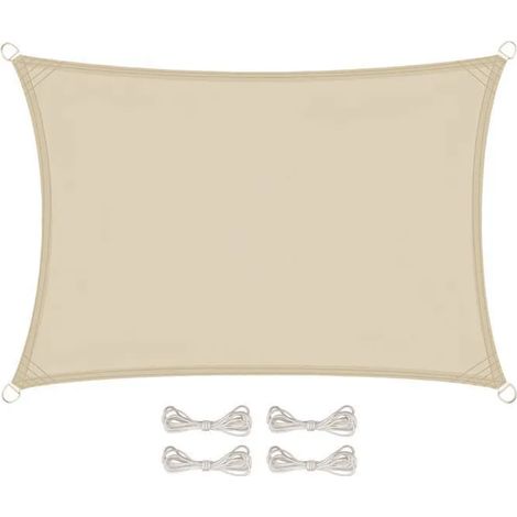 Voile d'ombrage rectangulaire imperméable et anti-UV - 3 x 4 m - Beige - Linxor beige 3 x 4 m (1/5)