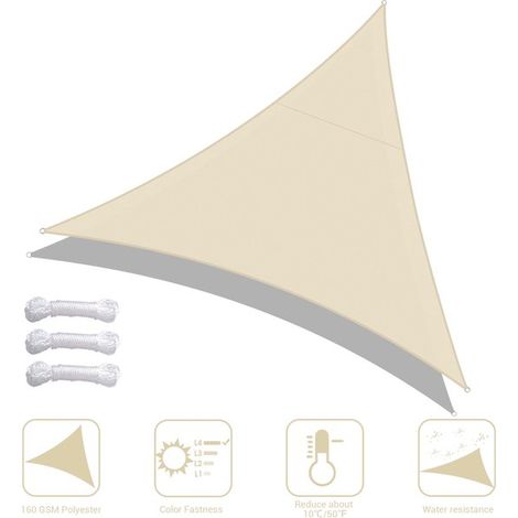 Tenda da sole triangolare - 4,5x4,5x4,5 metri - Beige (1/5)