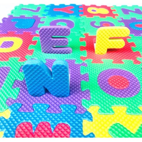 (12 x 12 cm) Baby-Schaumstoff-Puzzlematte, 36 Teile, Spielmatte für Kinder, rutschfestes EVA, ungiftig, mit Buchstaben und Zahlen, CE-zertifiziert, mehrfarbig (1/5)