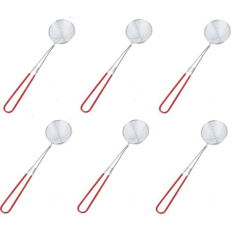 Lot de 6 écumoires en acier inoxydable avec manche long, passoires pour pâtes italiennes, accessoires de cuisine pour friture