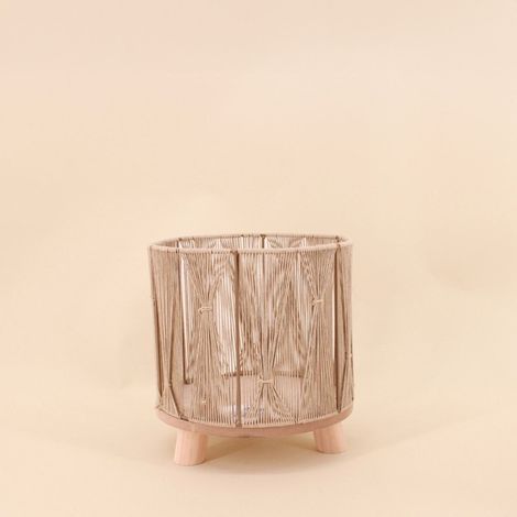Cache-pot en corde beige 20x20cm