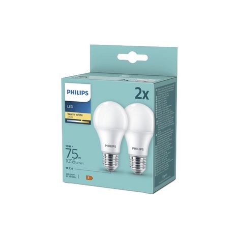 Bombilla LED Philips 10W E27, 2 unidades.