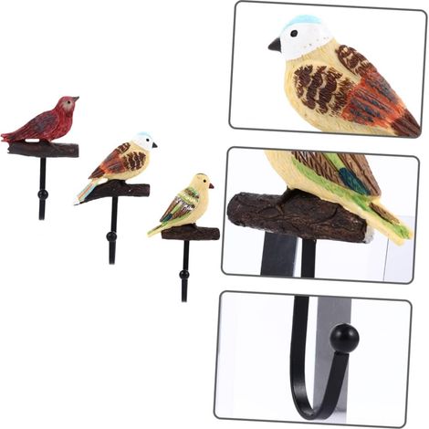 Crochets Décoratifs pour Manteau D’oiseau 3 Pièces en Résine et Fer (1/5)