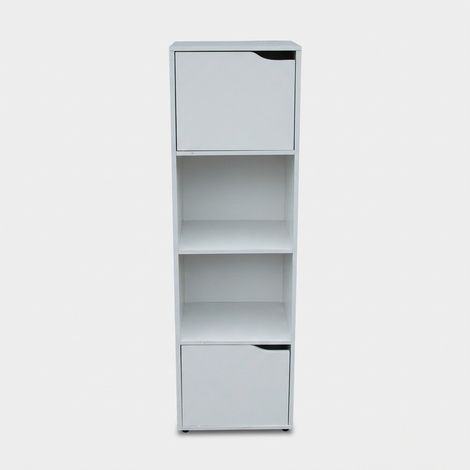 Librería moderna ahorra espacio con estantes y puertas 30x29x120 Oreni - Blanco (1/5)