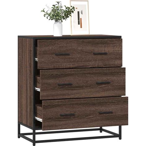 Sideboard Braun Eichen-Optik 68x35x76 cm Holzwerkstoff & Metall