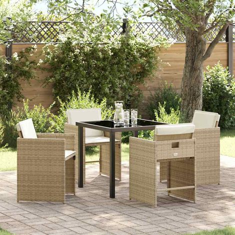 Ensemble de salle à manger pour jardin 5 pcs-Salon de jardin Beige polyrotin 249029 (1/5)