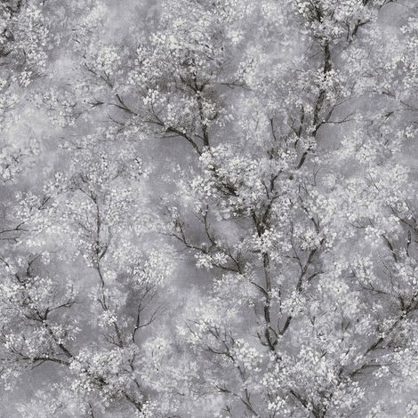 BRICOFLOR Papier peint japonais pailleté vinyle | Papier peint gris foncé | Papier peint chambre & salle de bain | Papier peint cerisier japonais - 10,05 x 0,53 m (1/5)