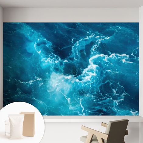 Papier peint intissé mural avec imprimé pour décoration pour salon pour chambre à coucher pour entrée Tourbillons marins 152x104 cm (1/5)
