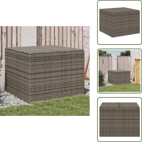 The Living Store Boîte de rangement de jardin gris 291L résine tressée - Boîte De Rangement Jardin - Coffre De Jardin - Rangement Exterieur - Résine Tressée - Mobilier De Jardin