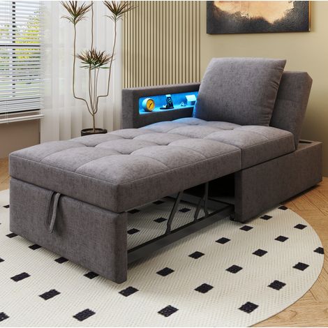 sofá cama 3 en 1 con respaldo reclinable gris oscuro OKMYHOME (1/5)