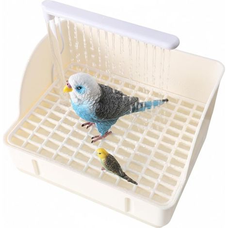 Bain automatique pour perroquet, bain d'oiseaux avec pompe, grand bac à perroquet avec fontaine pour cage double modes pour gris africain, calopsitte, perruche, inséparable (1/5)