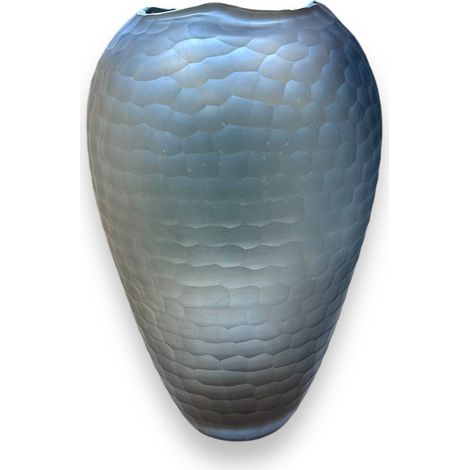 Grand Vase Décoratif en Verre Soufflé Gris Fumé Motif Écailles H45 x D30 cm - PANGIVO (1/4)